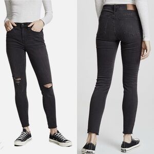 Madewell 9” High Rise Skinny Jeans Vintage Black Gray Ripped Distressed Jeans 27